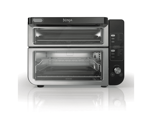 Restored Ninja 10-in-1 Multi-Cooker, Double Oven with FlexDoor, FlavorSeal & Smart Finish, Rapid Top Convection and Air Fry Bottom, Bake, Toast, Air Fry, Pizza and More, Stainless Steel, DCT400 (Refurbished)