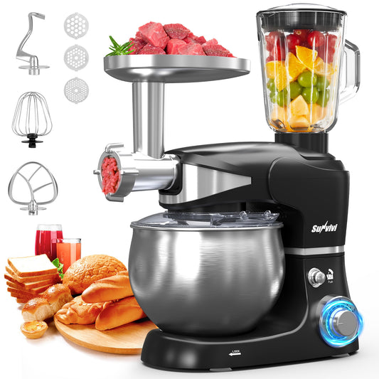 Heynemo 3-in-1 Electric Stand Mixer With Blender & Juicer - 6.5QT, Black