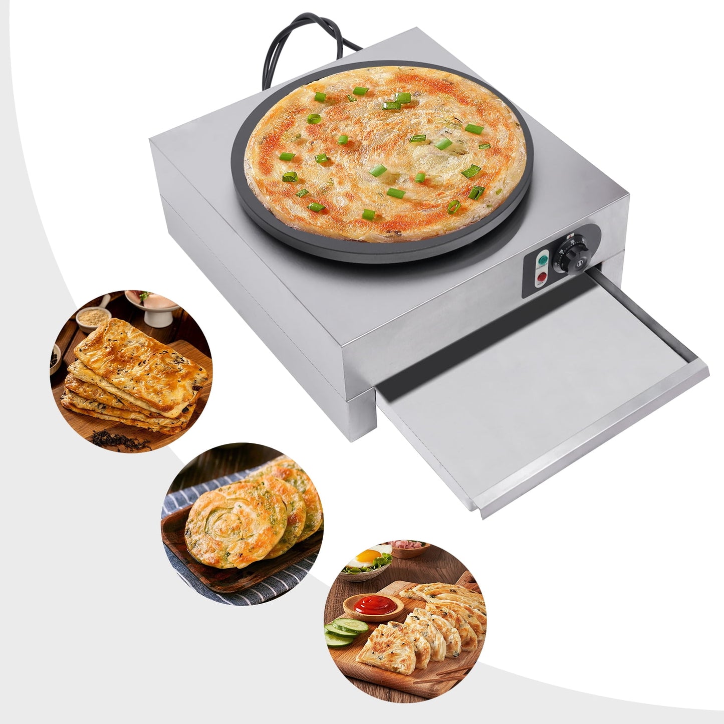 40cm Large Commercial Electric Pancake Crepe Maker Machine Griddle Pan Nonstick for Homes, Restaurants