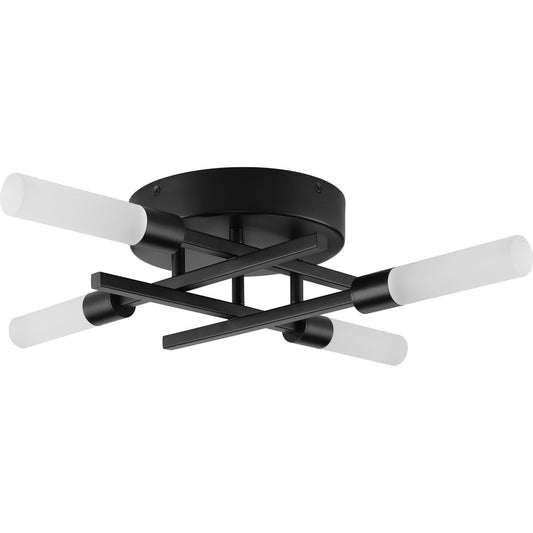 Progress Lighting Quadrant LED 4 -Light 20-in Matte Black Integrated LED Flush Mount Light
