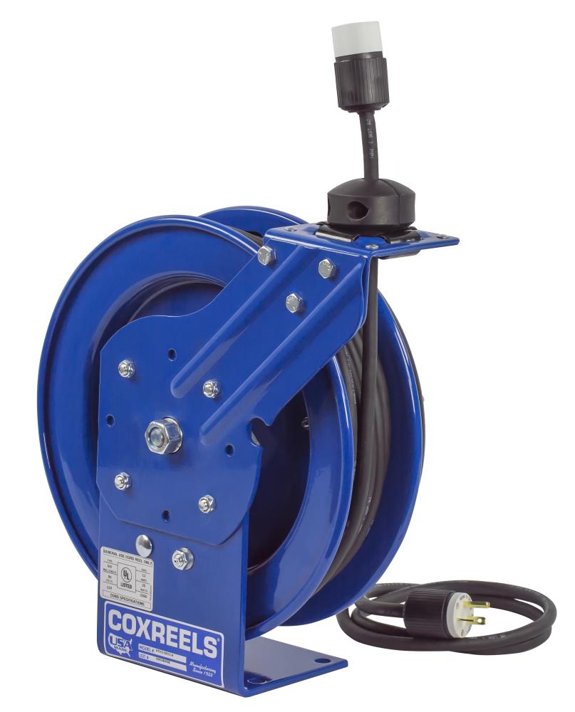 Coxreels PC 50-ft 12 / 3 1 Prong Blue powder coated Indoor SJT Heavy Duty General Extension Cord Reel