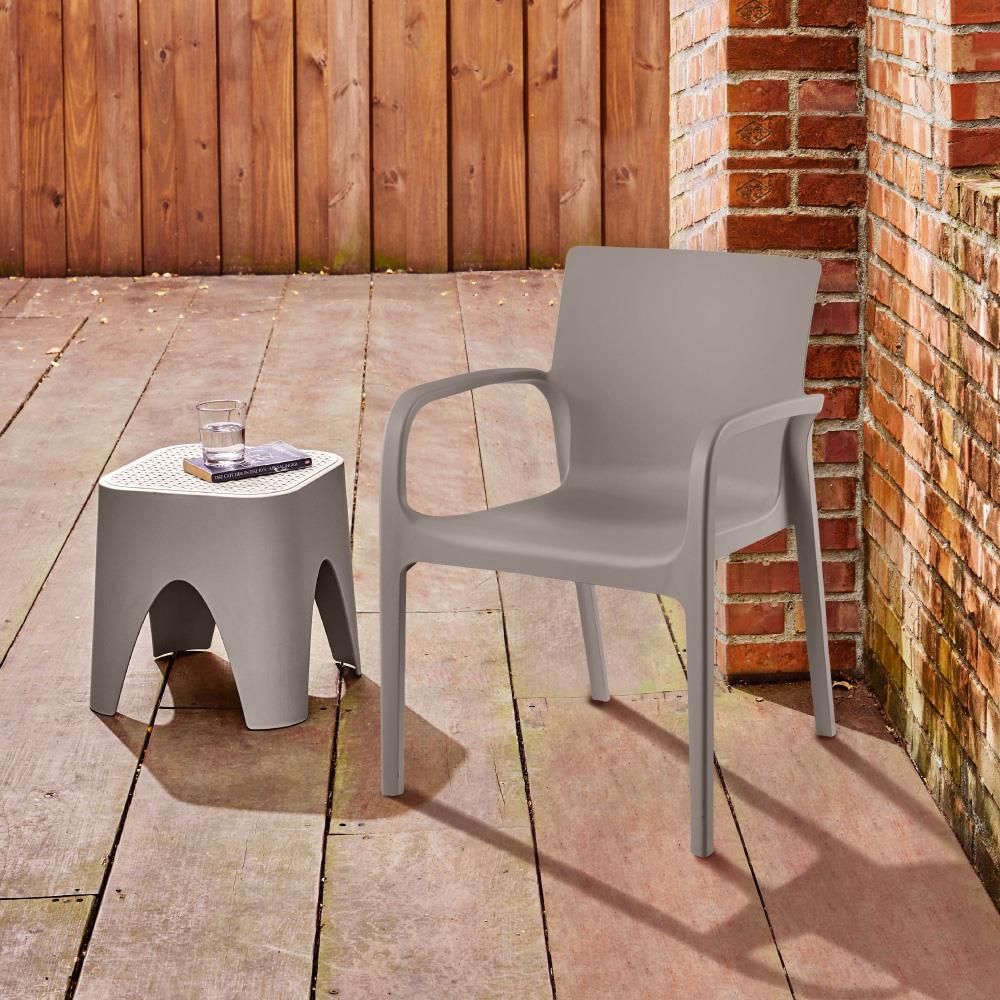 Lagoon Alissa Set of 2 Stackable Grey Resin Frame Stationary Dining Chair with Solid Seat