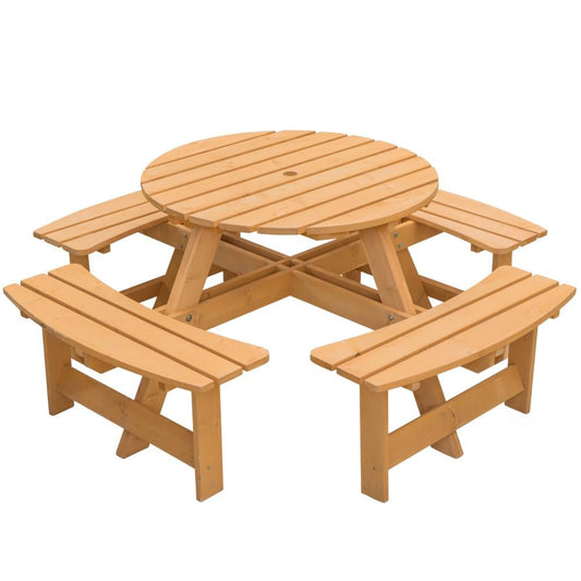 Gardenised 65-in Brown wood Round Picnic Table