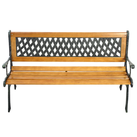 Clihome 49.5-in W x 29-in H Black and natural Iron Garden Bench