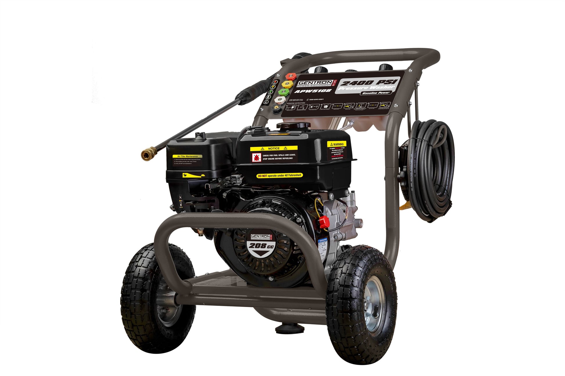 Gentron Power Equipment Gentron Pressure Washer 2400-PSI Cold Water Gas Pressure washer with 5 Spray Tips