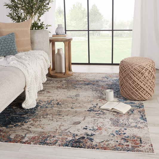 Jaipur Living Tunderra 8 x 11 (ft) Loomed Blue/Red Rectangular Indoor Abstract Industrial Pet Friendly Area rug