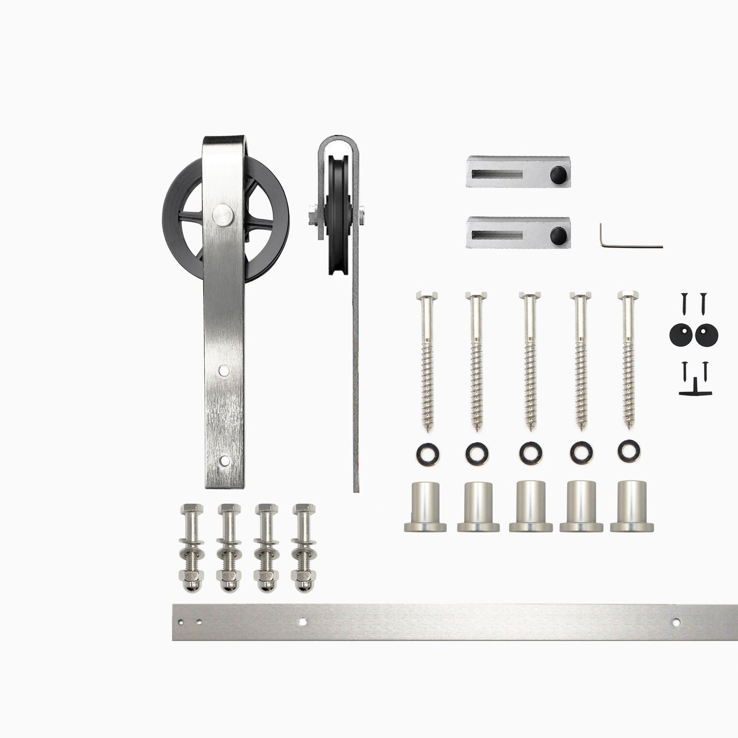HOMACER 79-in Brushed Nickel Indoor Spoke Wheel Single Barn Door Hardware Kit HL1DNZ079C