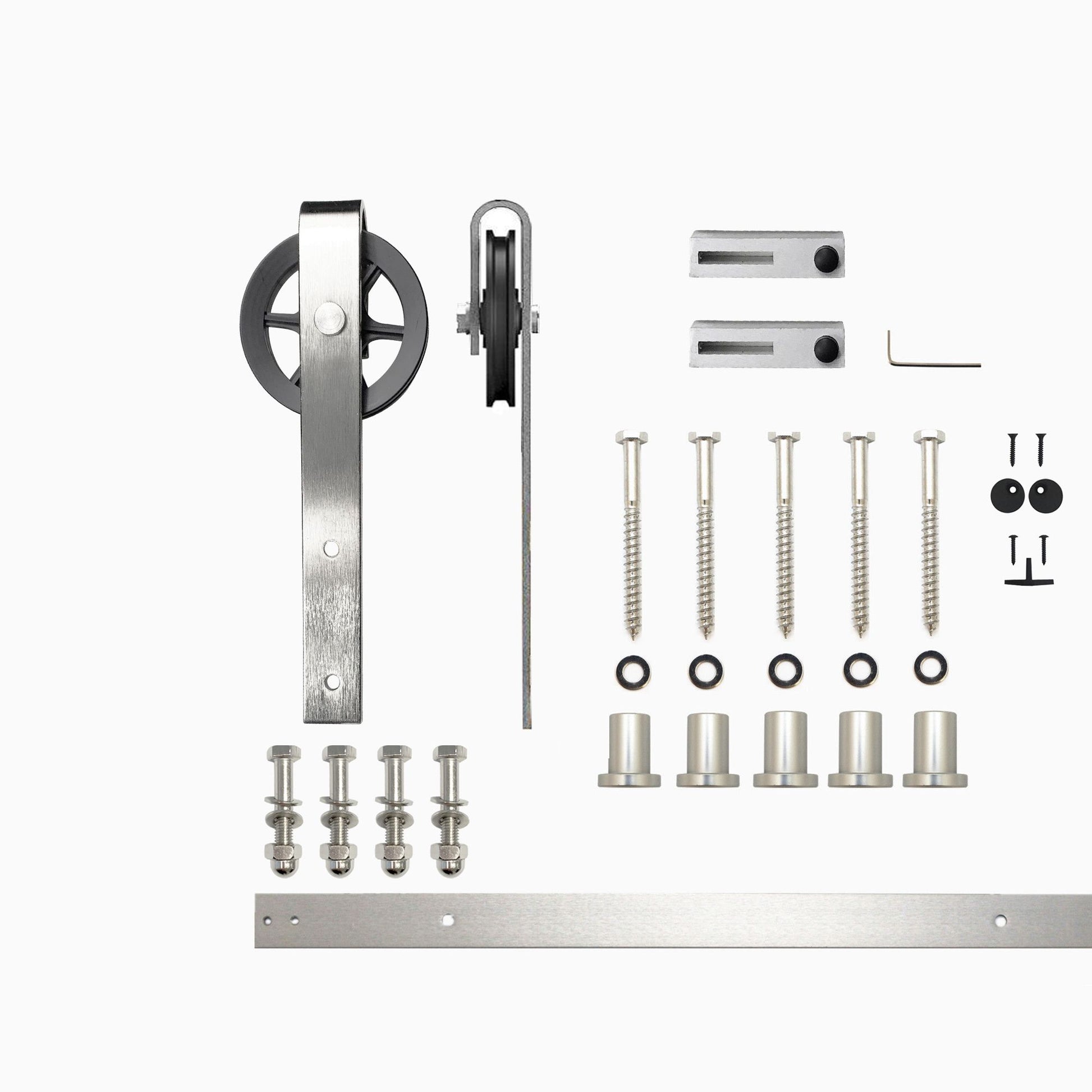 HOMACER 79-in Brushed Nickel Indoor Spoke Wheel Single Barn Door Hardware Kit HL1DNZ079C