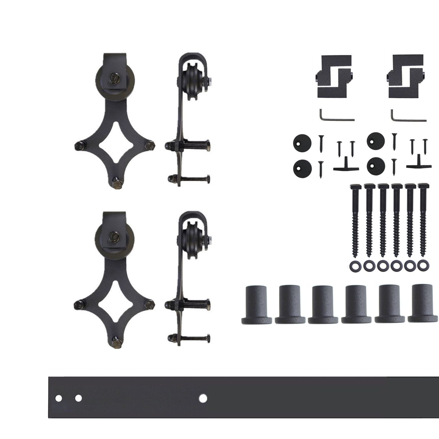 HOMACER 90-in Rustic Black Indoor Diamond Double Barn Door Hardware Kit LX2TGH090C