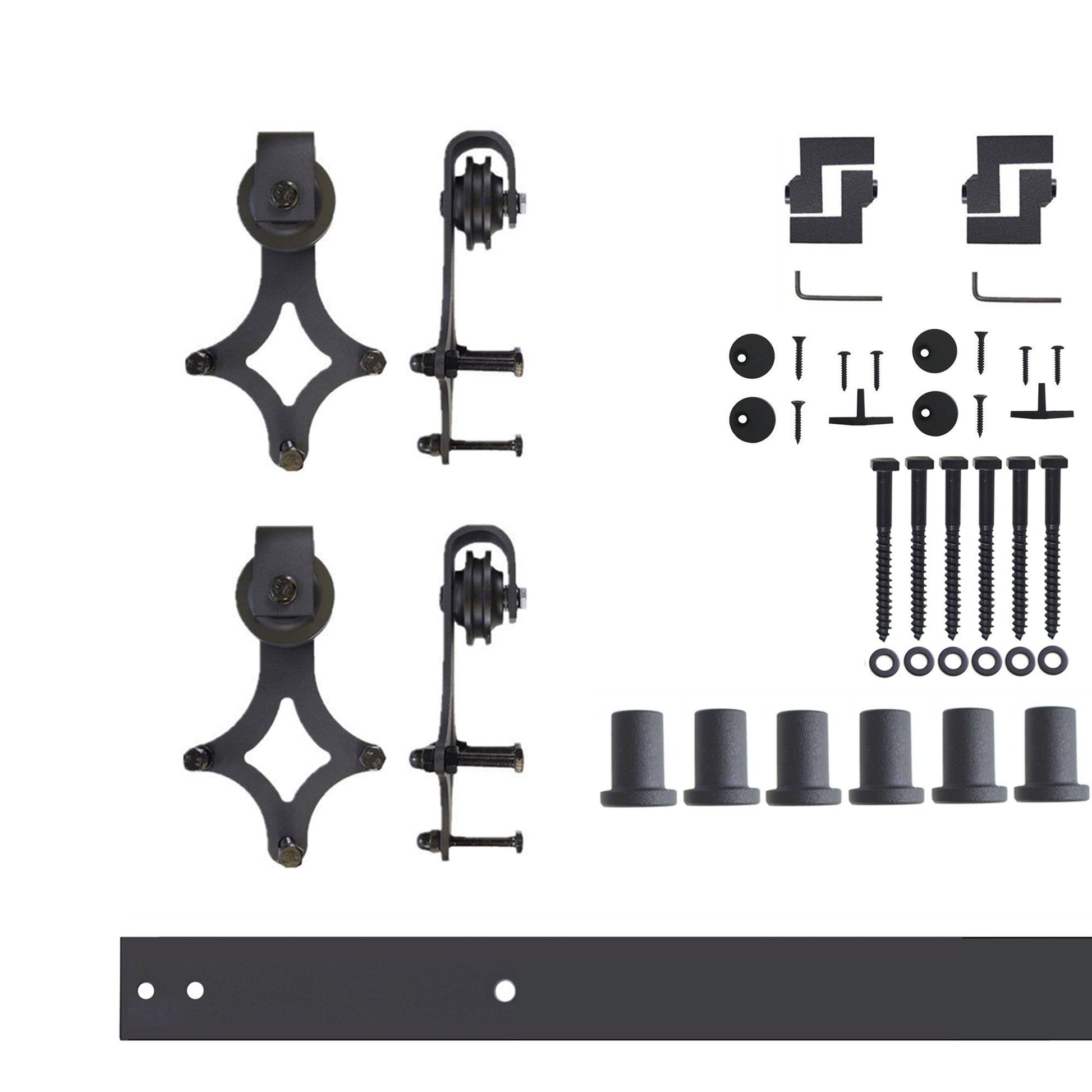 HOMACER 90-in Rustic Black Indoor Diamond Double Barn Door Hardware Kit LX2TGH090C