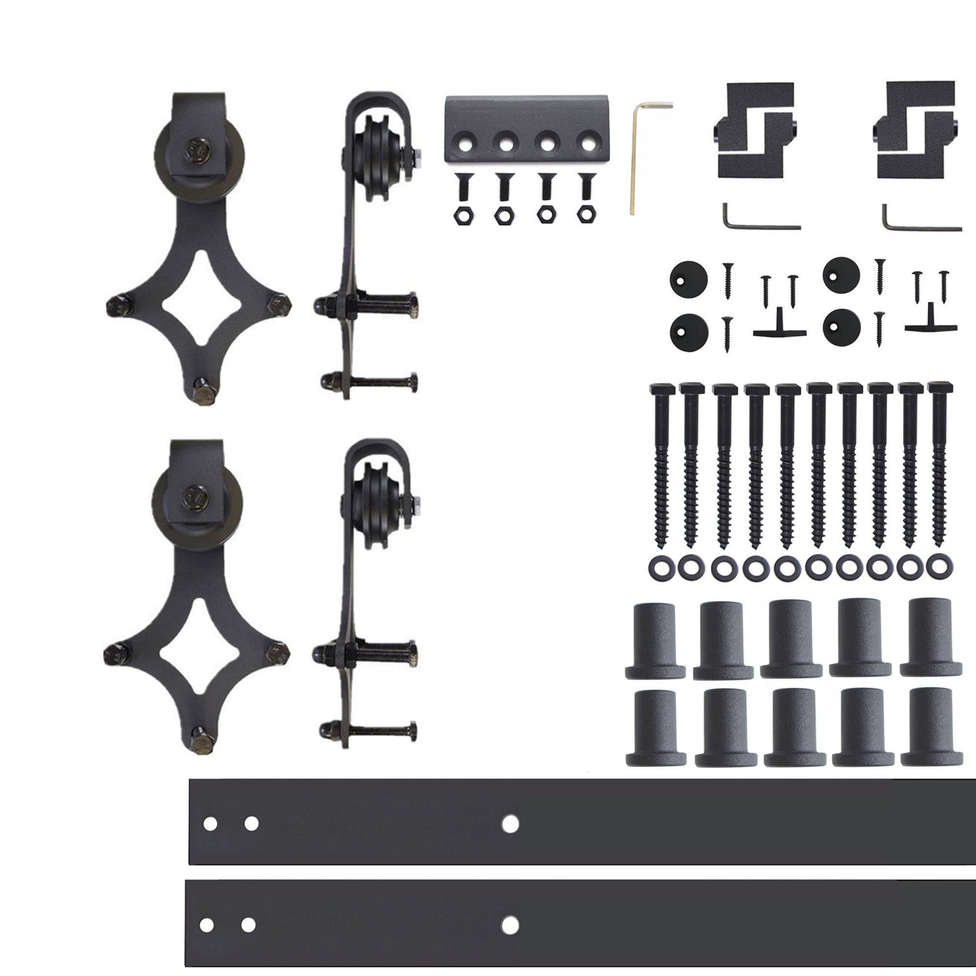HOMACER 156-in Rustic Black Indoor Diamond Double Barn Door Kit LX2TGH156C