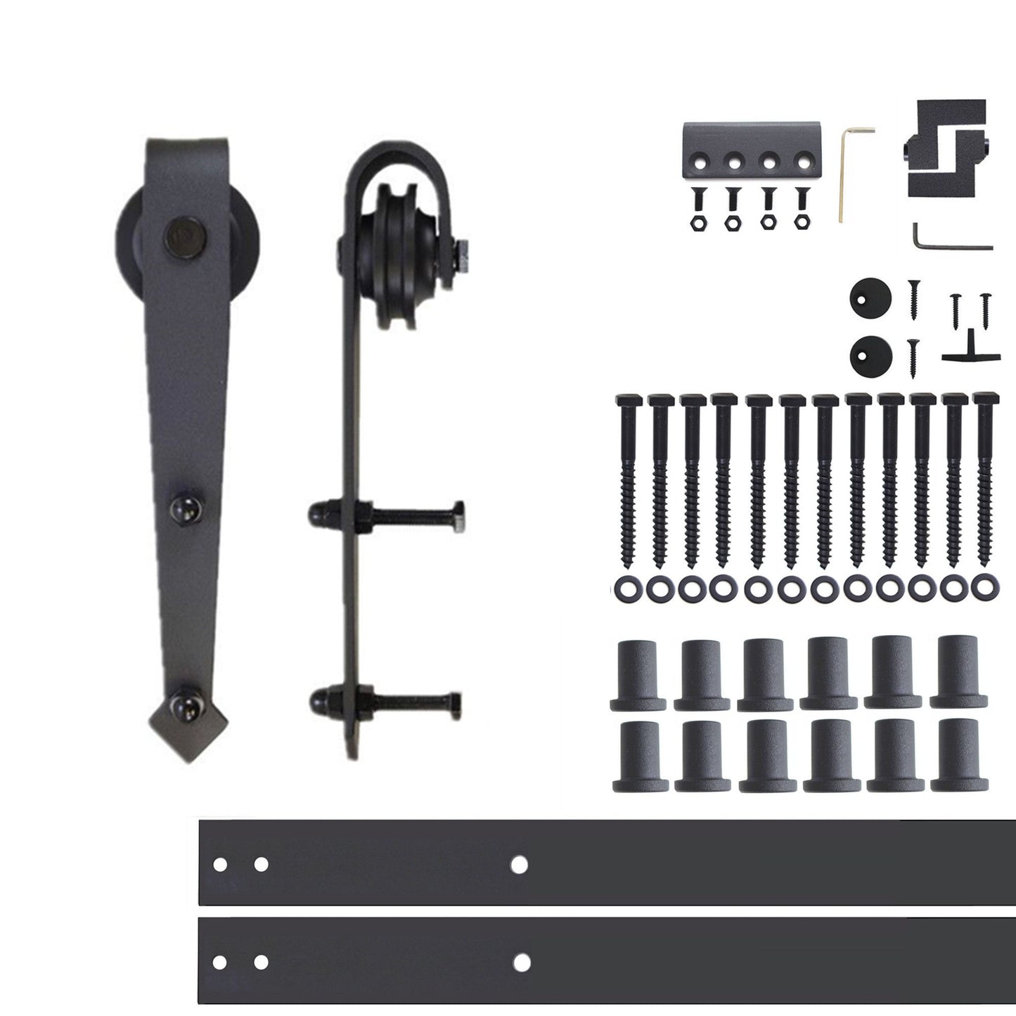HOMACER 180-in Rustic Black Indoor Arrow Single Barn Door Hardware Kit JT1TGH180C