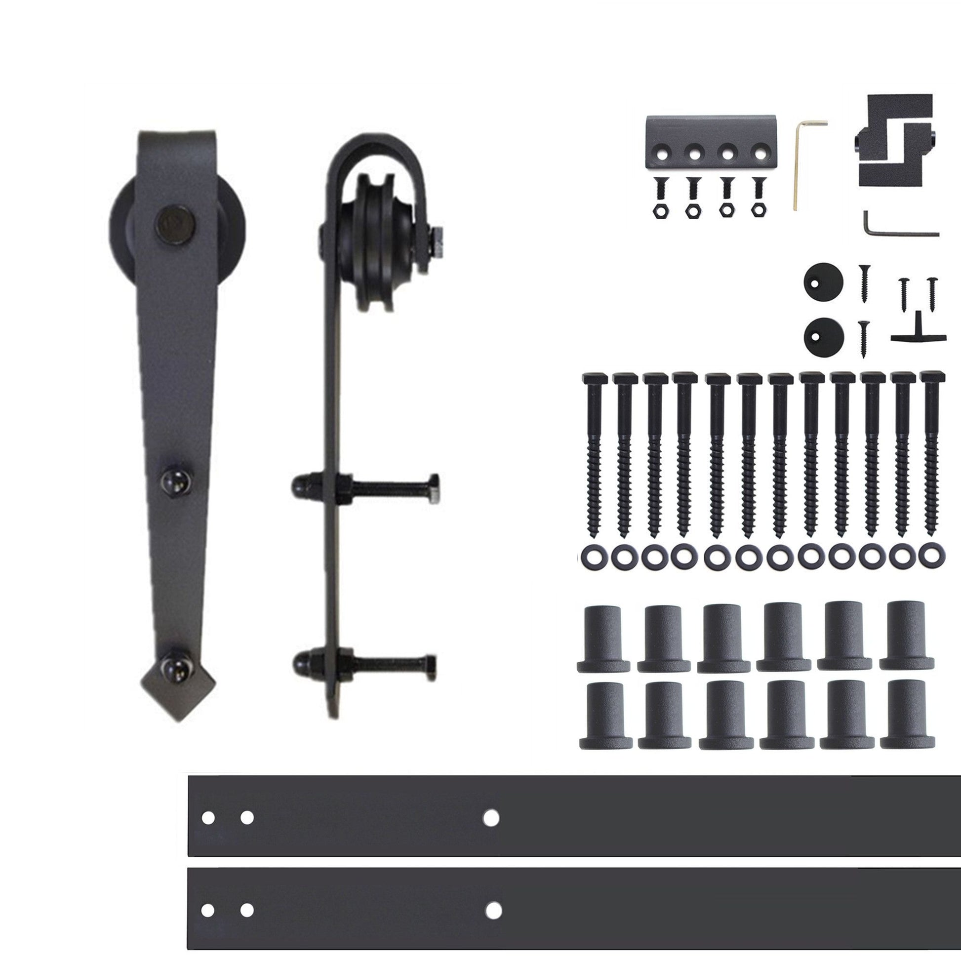 HOMACER 180-in Rustic Black Indoor Arrow Single Barn Door Hardware Kit JT1TGH180C