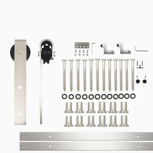 HOMACER 192-in Brushed Nickel Indoor J-strap Single Barn Door Hardware Kit YT1DNZ192C