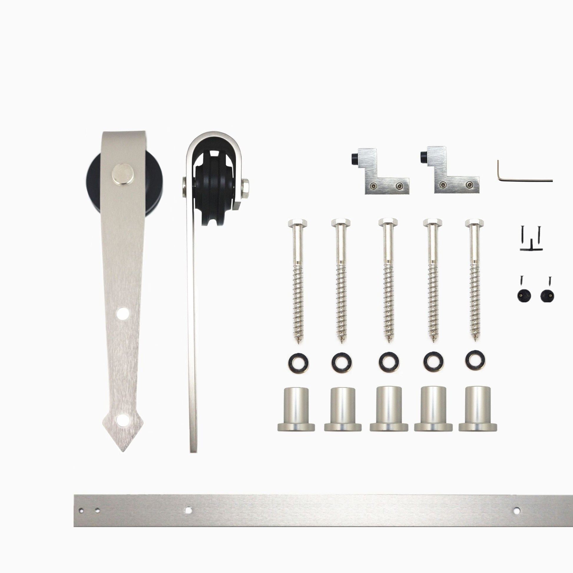 HOMACER 72-in Brushed Nickel Indoor Arrow Single Barn Door Hardware Kit JT1DNZ072C
