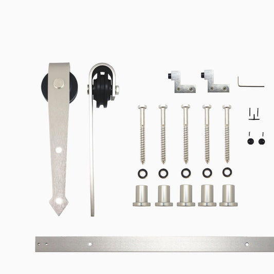 HOMACER 72-in Brushed Nickel Indoor Arrow Single Barn Door Hardware Kit JT1DNZ072C