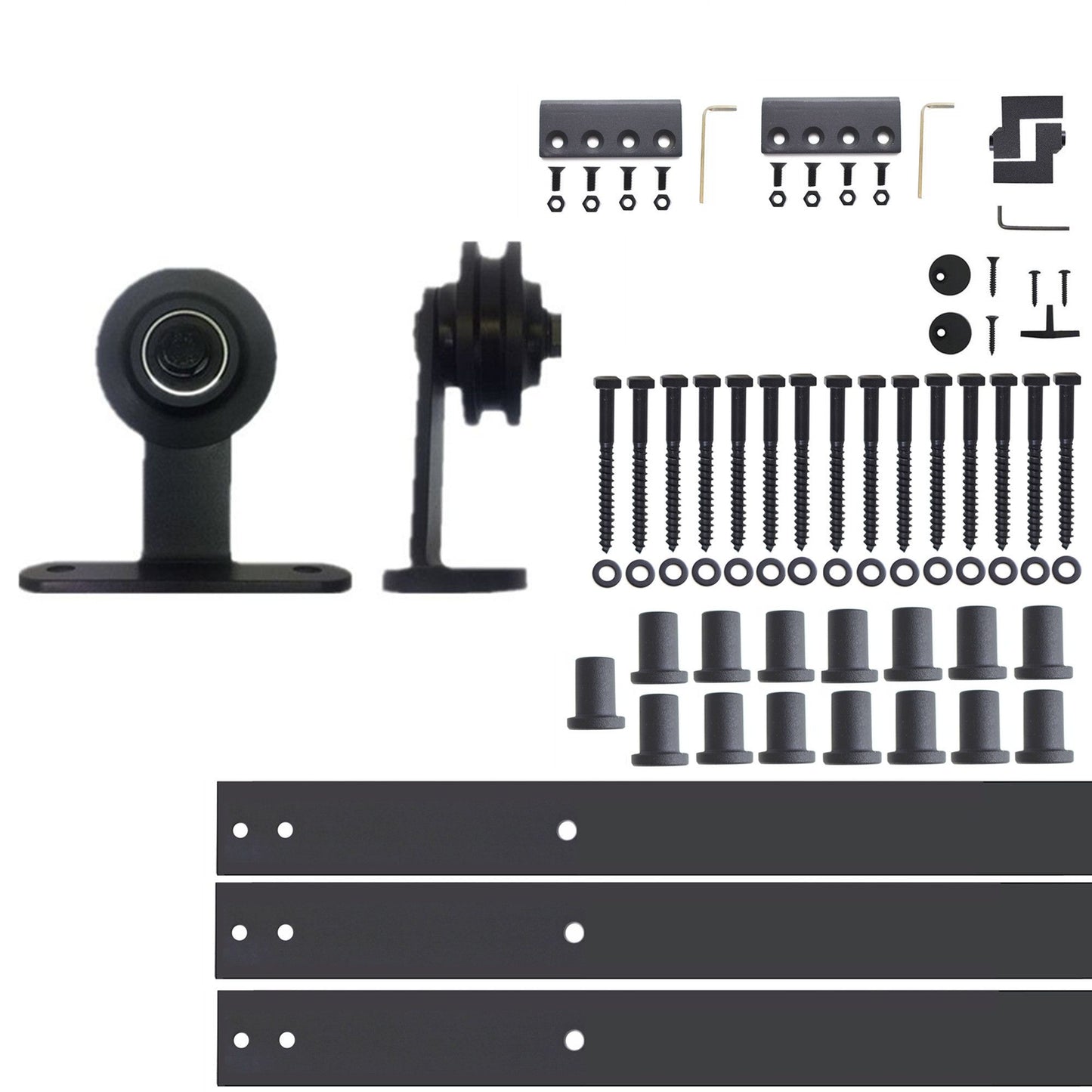 HOMACER 240-in Rustic Black Indoor Top Mount Single Barn Door Hardware Kit DZ1TGH240C