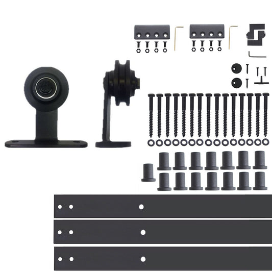 HOMACER 240-in Rustic Black Indoor Top Mount Single Barn Door Hardware Kit DZ1TGH240C