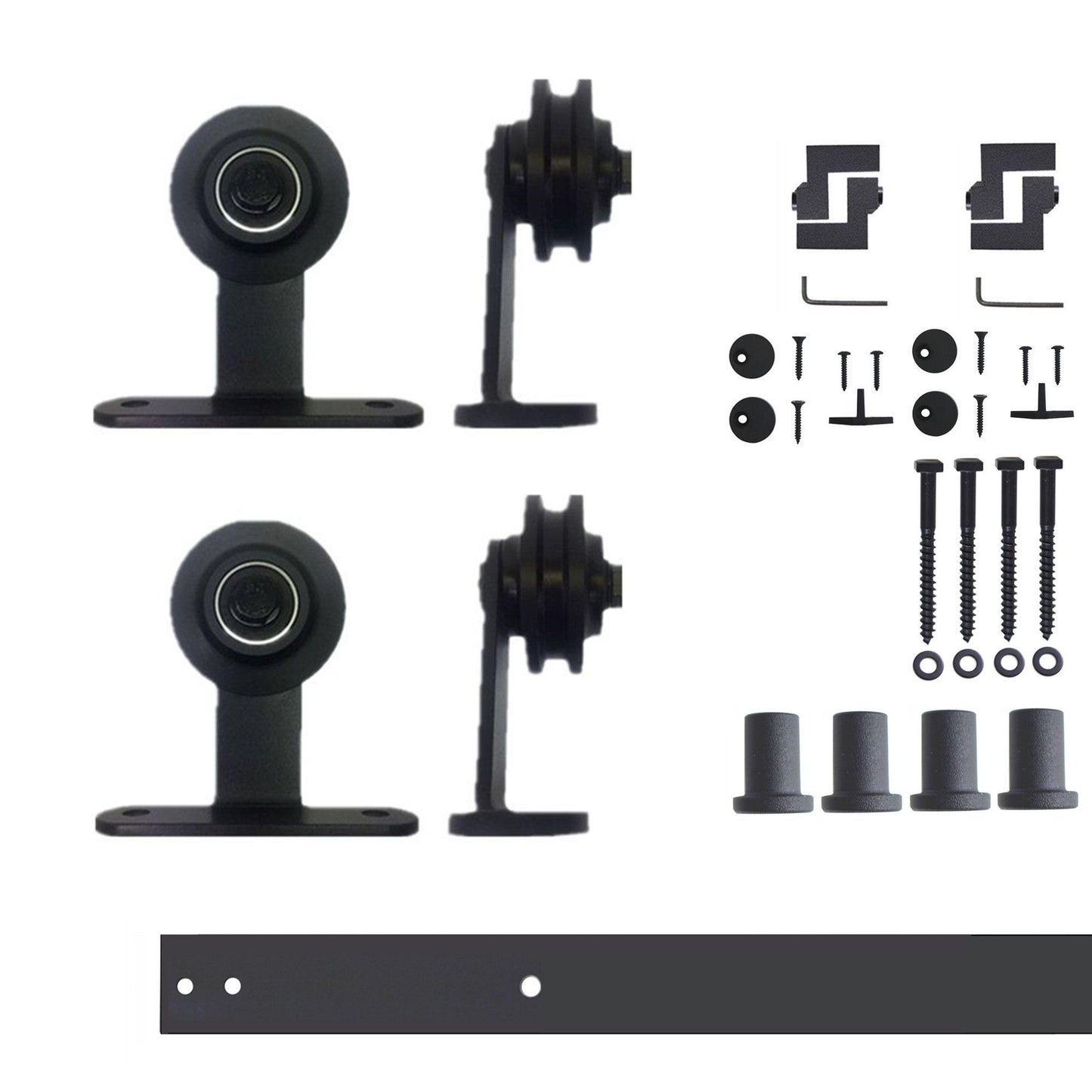 HOMACER 60-in Rustic Black Indoor Top Mount Double Barn Door Hardware Kit DZ2TGH060C