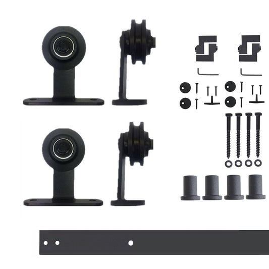 HOMACER 60-in Rustic Black Indoor Top Mount Double Barn Door Hardware Kit DZ2TGH060C