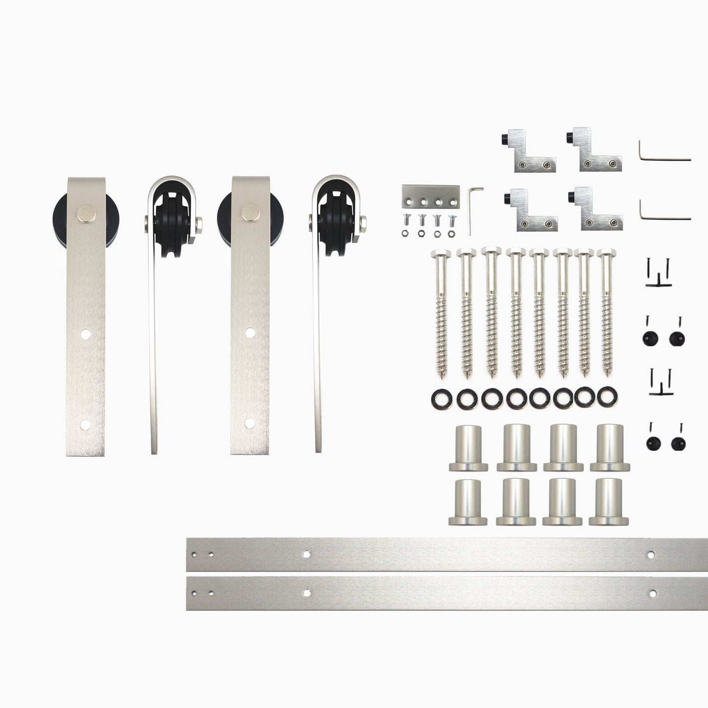 HOMACER 120-in Brushed Nickel Indoor J-strap Double Barn Door Hardware Kit YT2DNZ120C