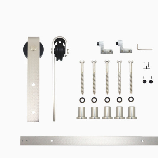HOMACER 84-in Brushed Nickel Indoor J-strap Single Barn Door Hardware Kit YT1DNZ084C