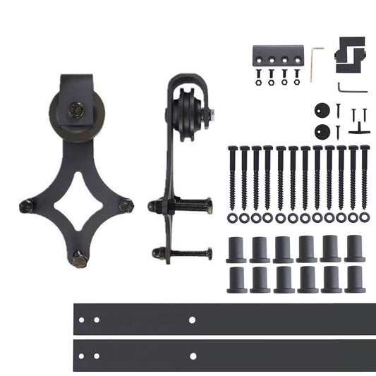 HOMACER 180-in Rustic Black Indoor Diamond Single Barn Door Kit LX1TGH180C