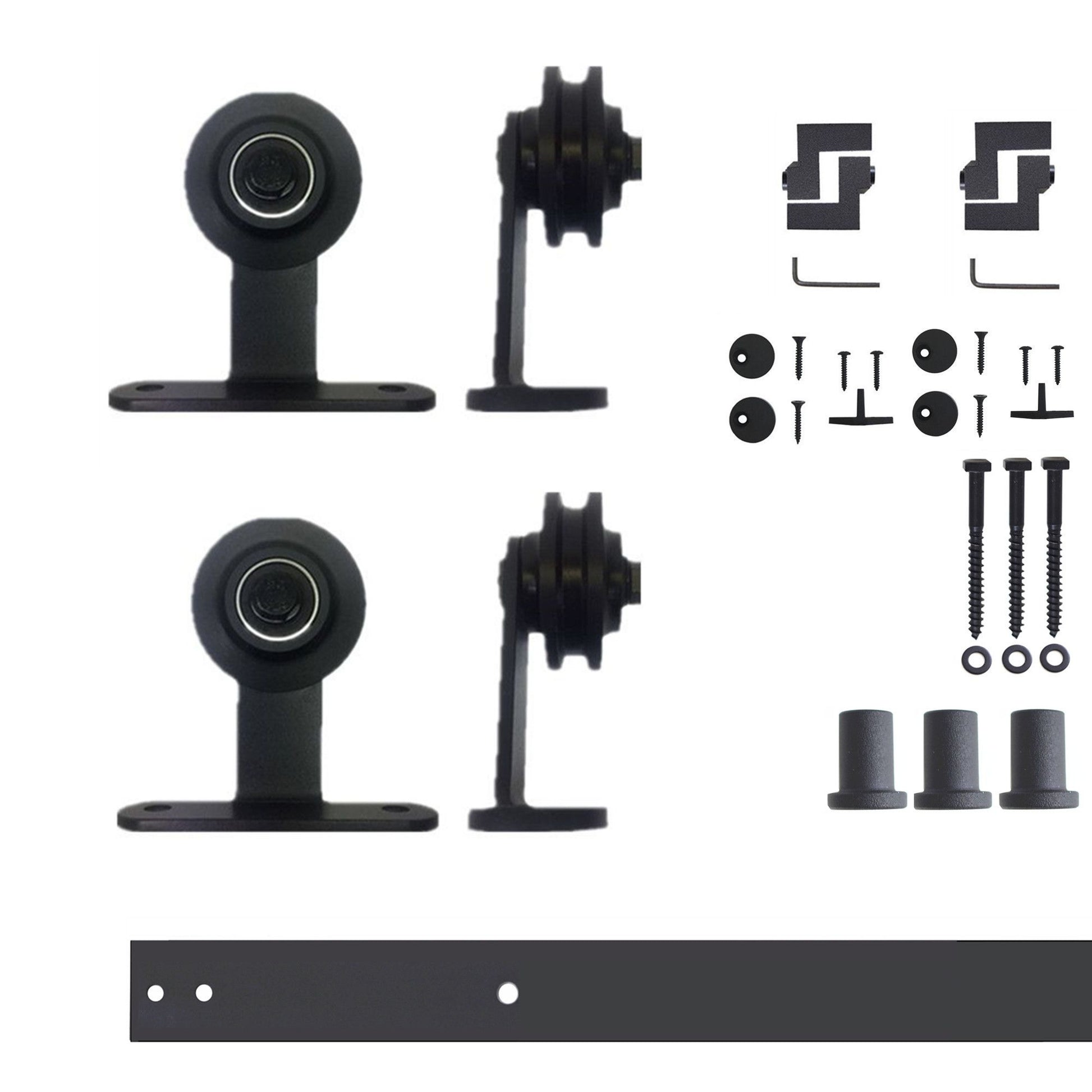 HOMACER 48-in Rustic Black Indoor Top Mount Double Barn Door Hardware Kit DZ2TGH048C