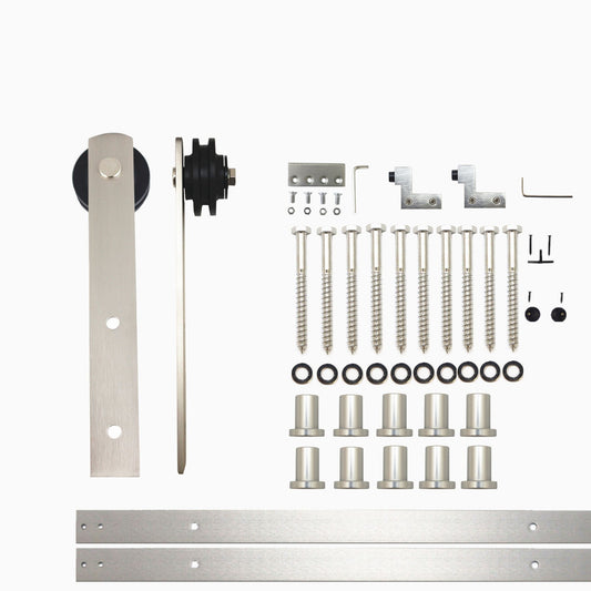 HOMACER 156-in Brushed Nickel Indoor I-strap Single Barn Door Hardware Kit ZT1DNZ156C