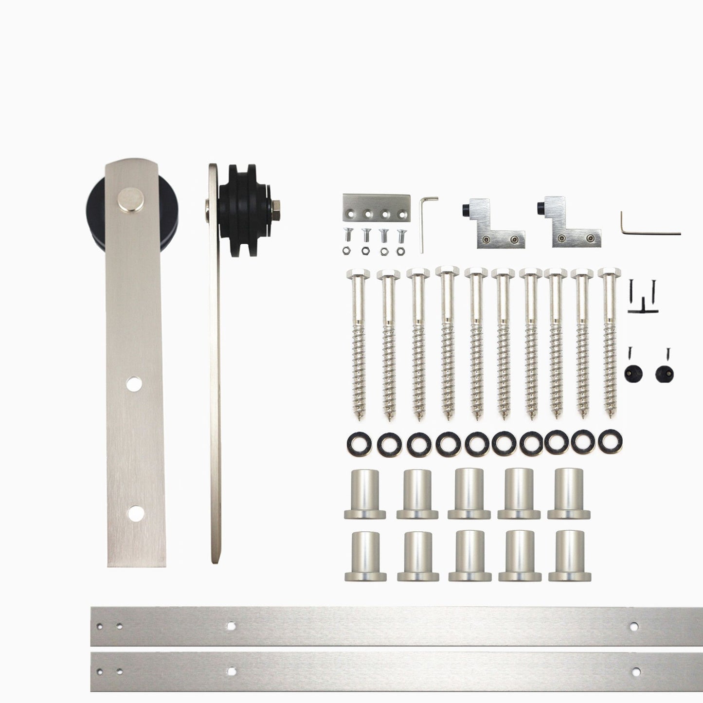 HOMACER 168-in Brushed Nickel Indoor I-strap Single Barn Door Hardware Kit ZT1DNZ168C