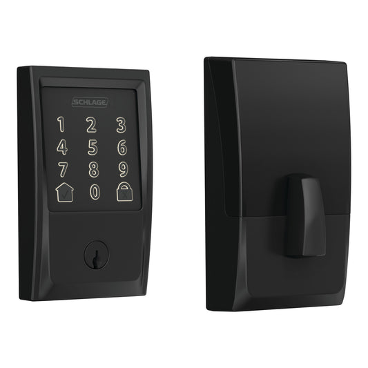Schlage Encode Customizable Keying Century Matte Black Smart Lock Electronic Deadbolt with Wifi Bluetooth Touchscreen Keypad BE489WB CEN 622 G