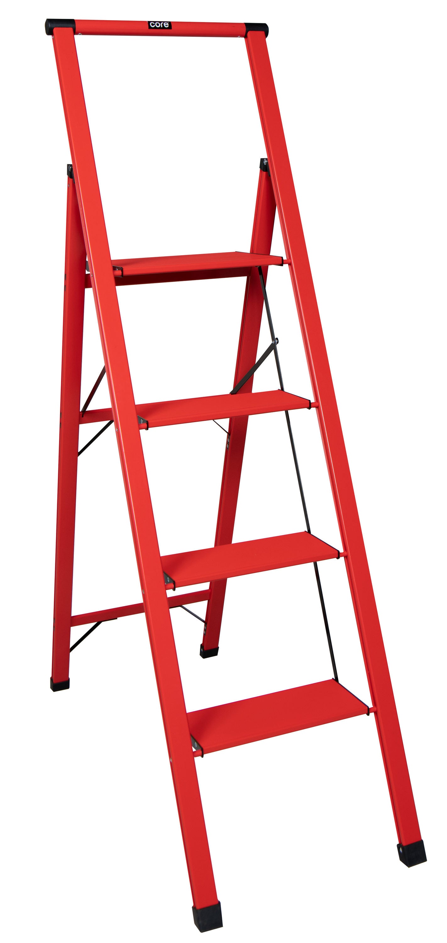 Xtend+Climb SLIMLINE 4-Step 250-lb Capacity Red Aluminum Foldable Step Stool 200-0004COR