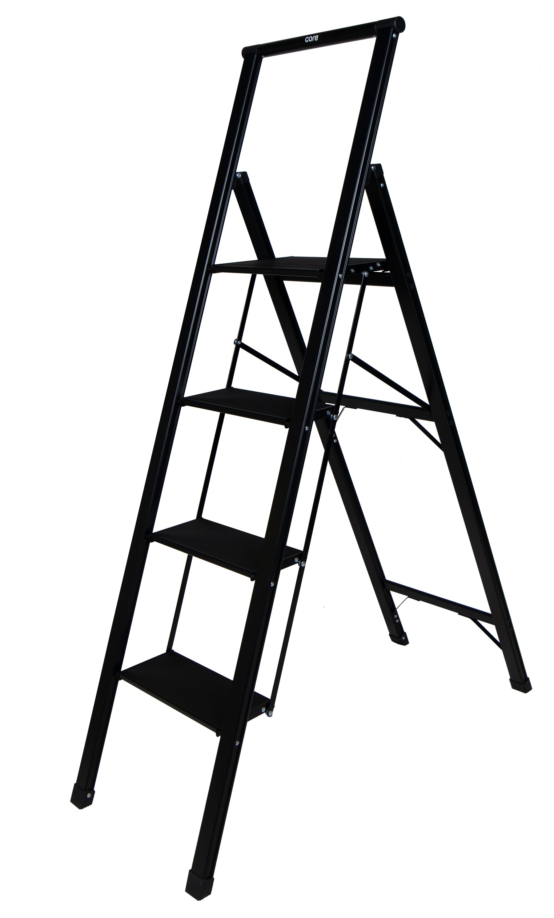 Xtend+Climb SLIMLINE 4-Step 250-lb Capacity Black Aluminum Foldable Step Stool 200-0004MBK