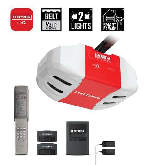 CRAFTSMAN 1/2 Hps myQ Smart Belt Drive Garage Door Opener Wi-fi Compatibility