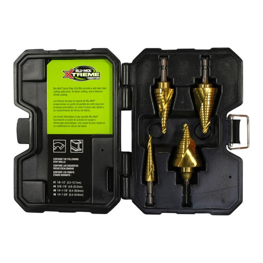 BLU-MOL Xtreme 1/4-in Step Drill Bit Set (1/4-in to 1-3/8-in) E0102786