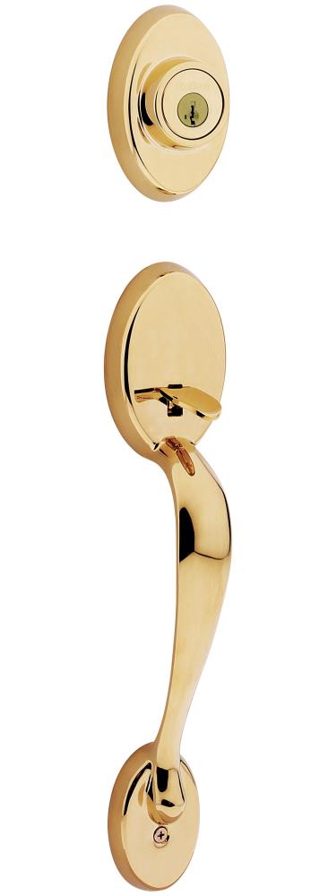 Kwikset Signature Series Lifetime Brass Single-Cylinder Deadbolt Entry Door Exterior Handle Smartkey 800CELIP-L03S.STRKP