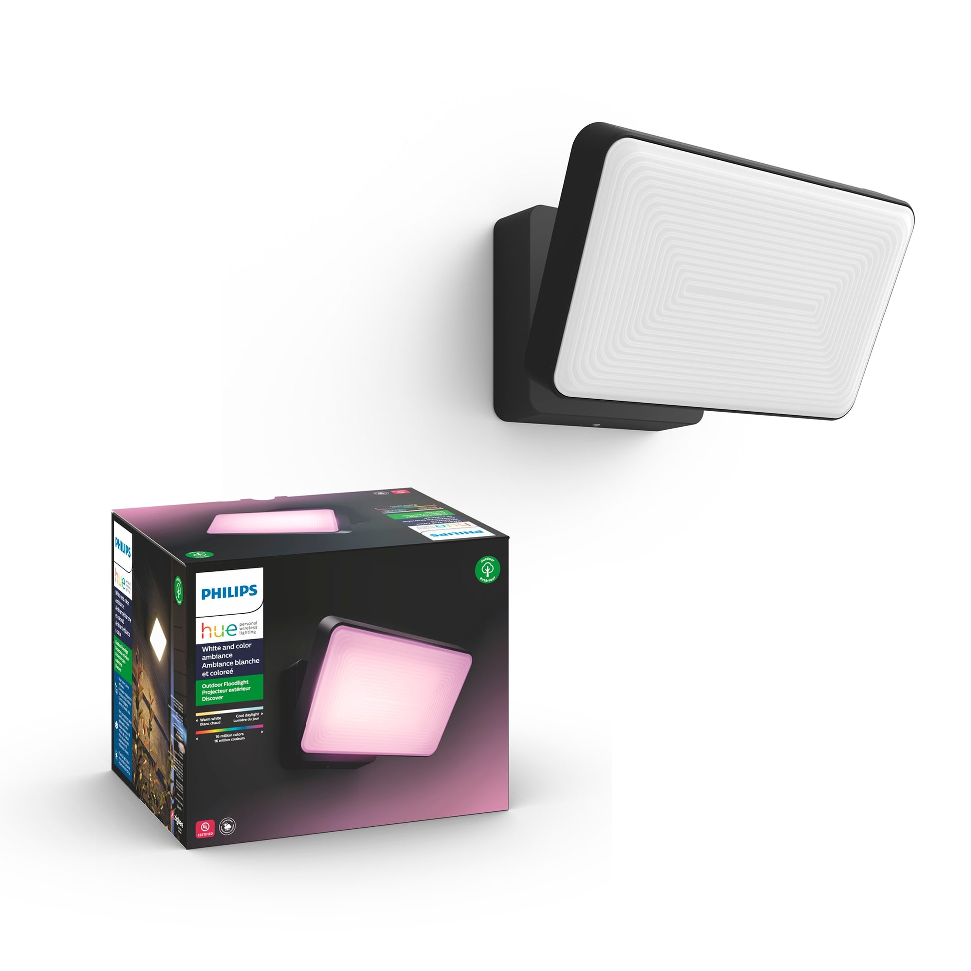 Philips Hue Discover Outdoor Black Line Voltage Hardwired Smart LED Flood Light 1743530V7