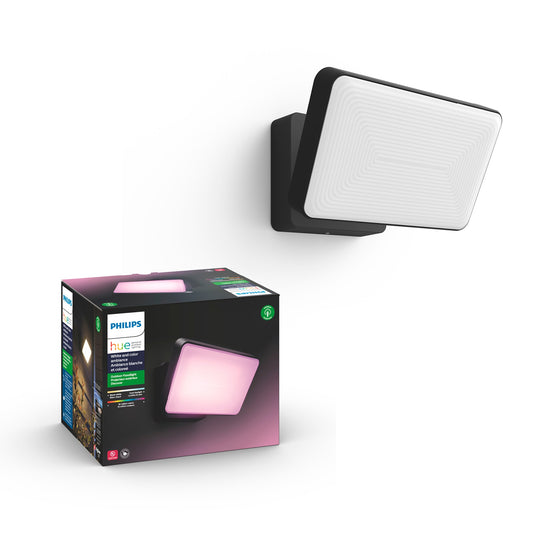 Philips Hue Discover Outdoor Black Line Voltage Hardwired Smart LED Flood Light 1743530V7
