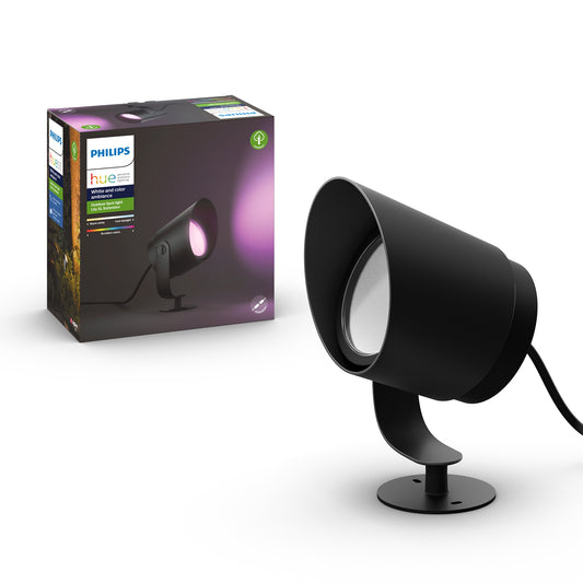 Philips Hue Lily XL Outdoor Extension 15-Watt Black Low Voltage Plug Smart LED Spot Light 1746230V7
