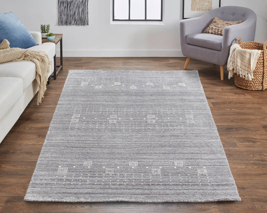 Room Envy Yurie 6 x 9 (ft) Loomed Wool Opal Gray/Ivory Rectangular Indoor Solid Area rug