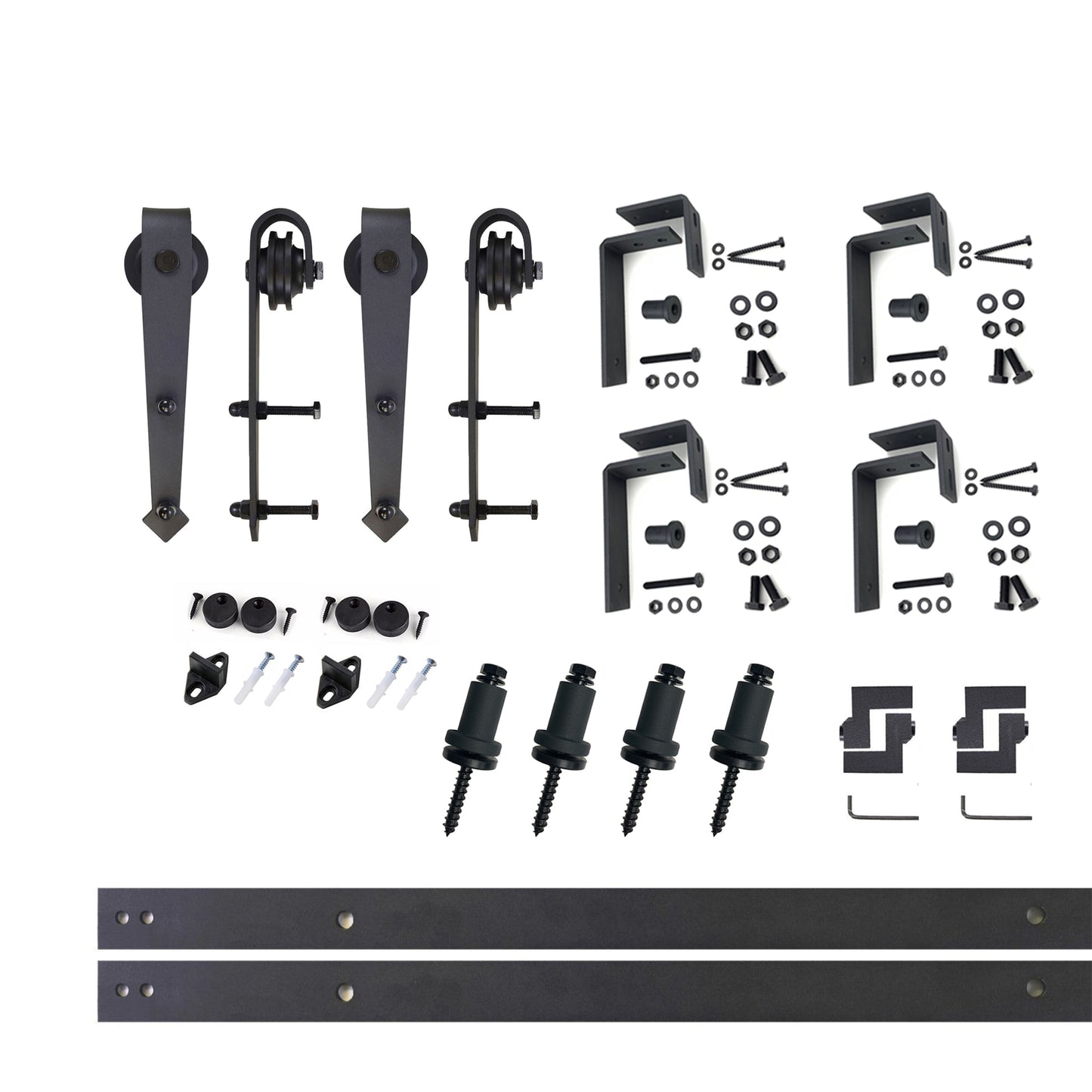 HOMACER 60-in Rustic Black Indoor Arrow Double Bypass Barn Door Hardware Kit JT4TGH060C