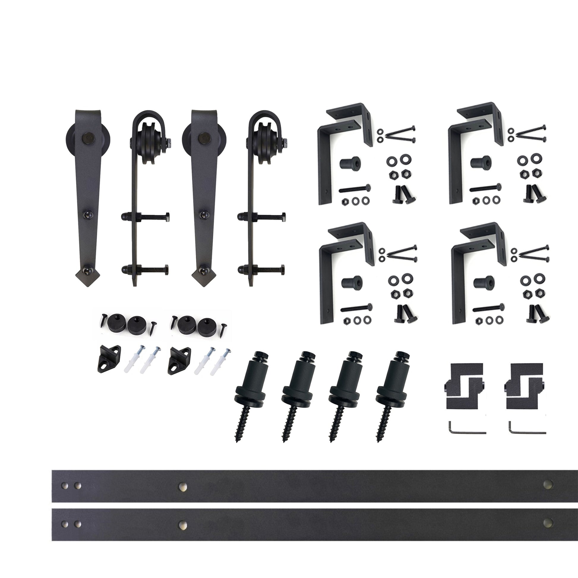 HOMACER 60-in Rustic Black Indoor Arrow Double Bypass Barn Door Hardware Kit JT4TGH060C