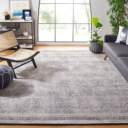 Safavieh Abstract Zenzi 10 x 14 (ft) Tufted Wool Ivory/Charcoal Rectangular Indoor Abstract Farmhouse/Cottage Area rug