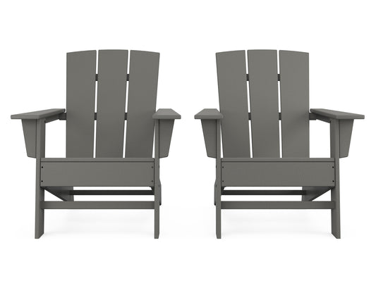 allen + roth by POLYWOOD Oakport Set of 2 Slate Grey HDPE Frame Stationary Adirondack Chair with Slat Seat