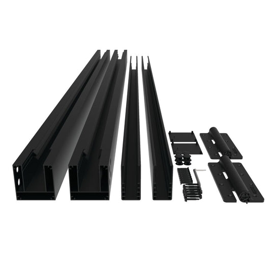 Freedom Alloy Mixed Material 6-ft H x 5-ft W Black Aluminum Decorative Walk-thru Fence gate kit