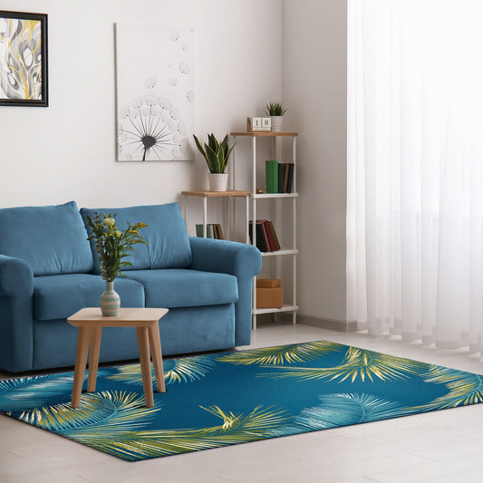 Liora Manne Marina 9 x 12 (ft) Loomed Navy Rectangular Indoor/Outdoor Floral/Botanical Tropical Area rug