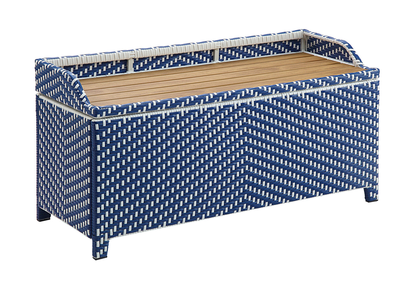 Furniture of America 41-in W x 20.88-in H Navy and White Wicker Aluminum Storage Bench