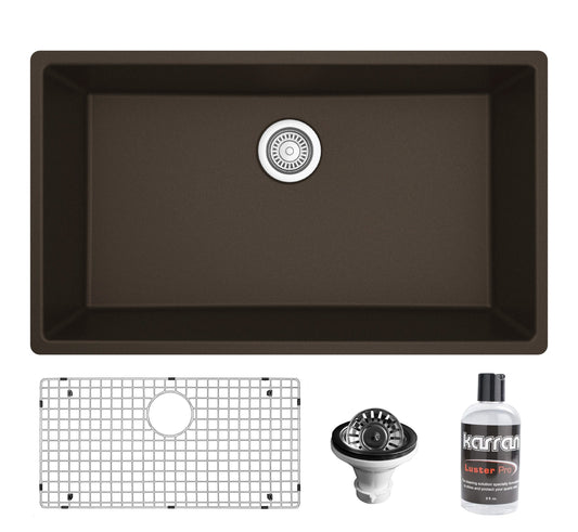 Karran Undermount 32.25-in x 19.25-in Quartz Single bowl Kitchen Sink
