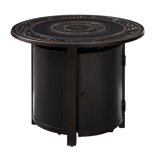 Fire Sense 34-in W Antique Bronze Aluminum Round Liquid propane Fire pit