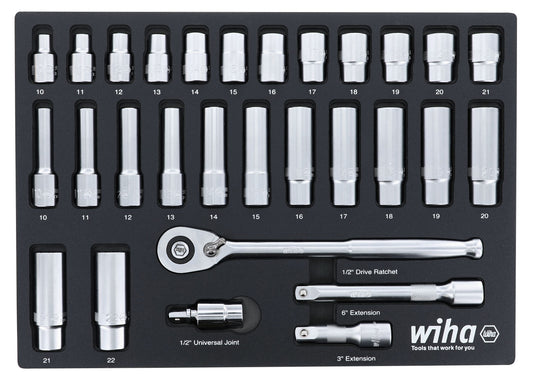 Wiha Metric Shallow/Deep Socket Set (29-Pieces) 33895
